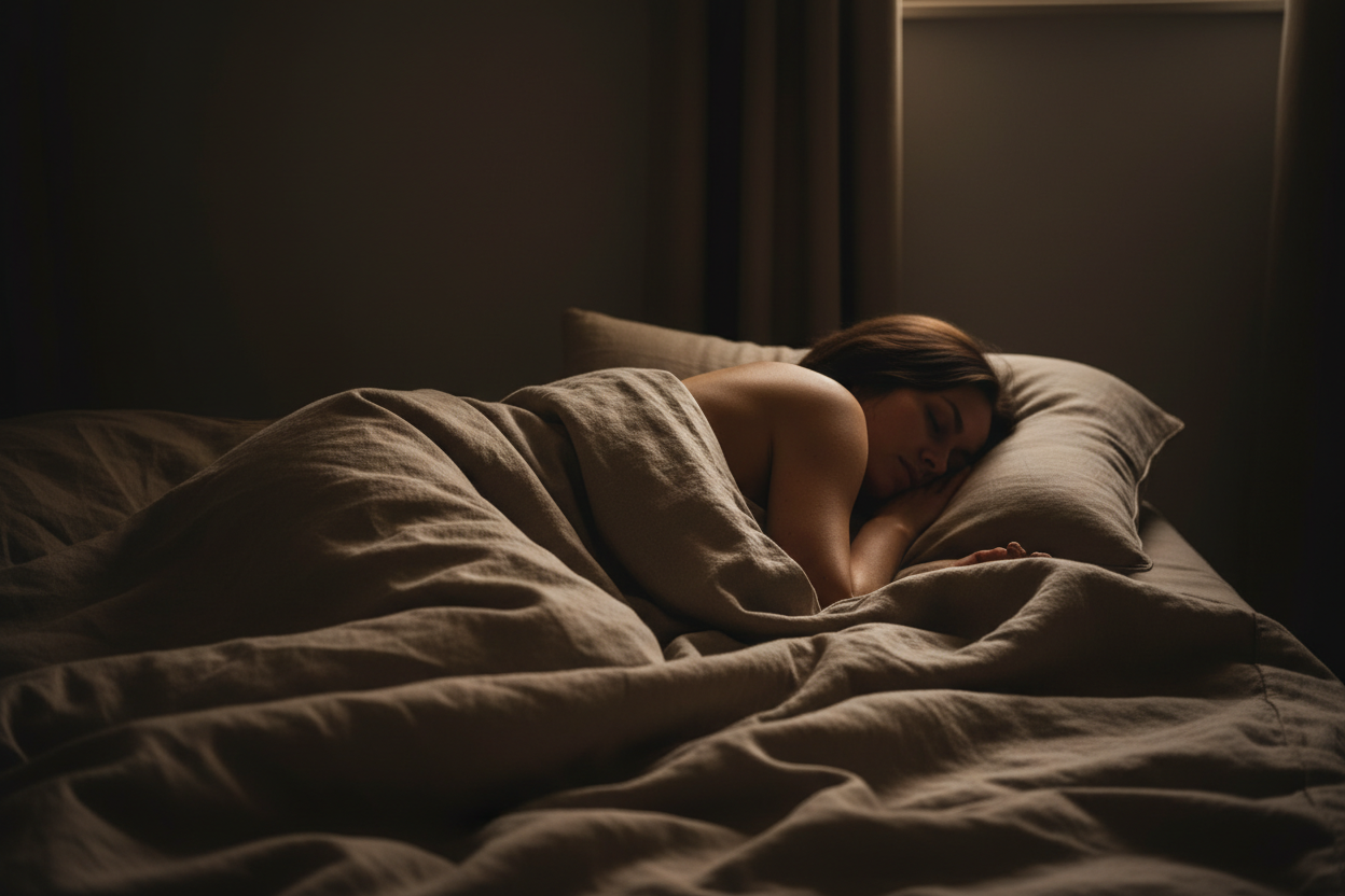 more dark. person has her back towards us